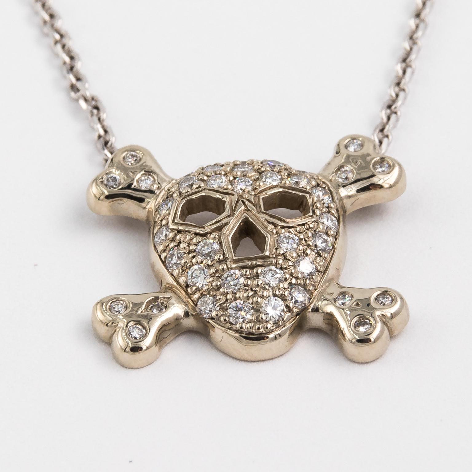 Diamond Skull Necklace, circa 1950 For Sale 1