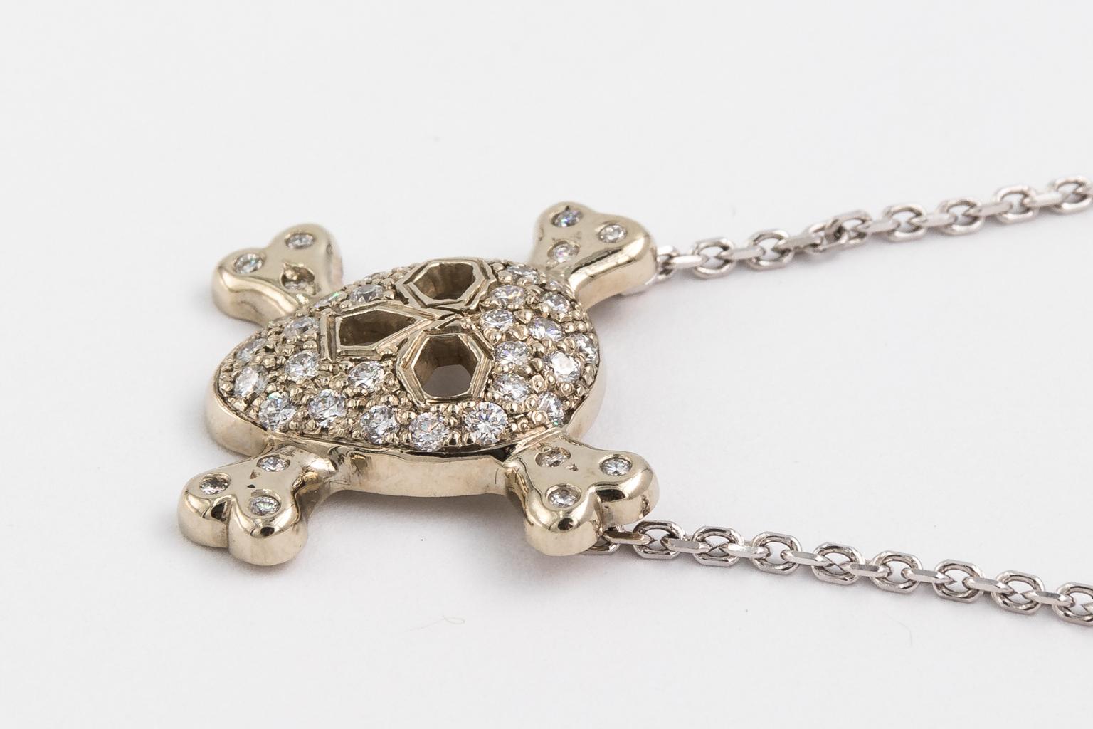 Diamond Skull Necklace, circa 1950 For Sale 3