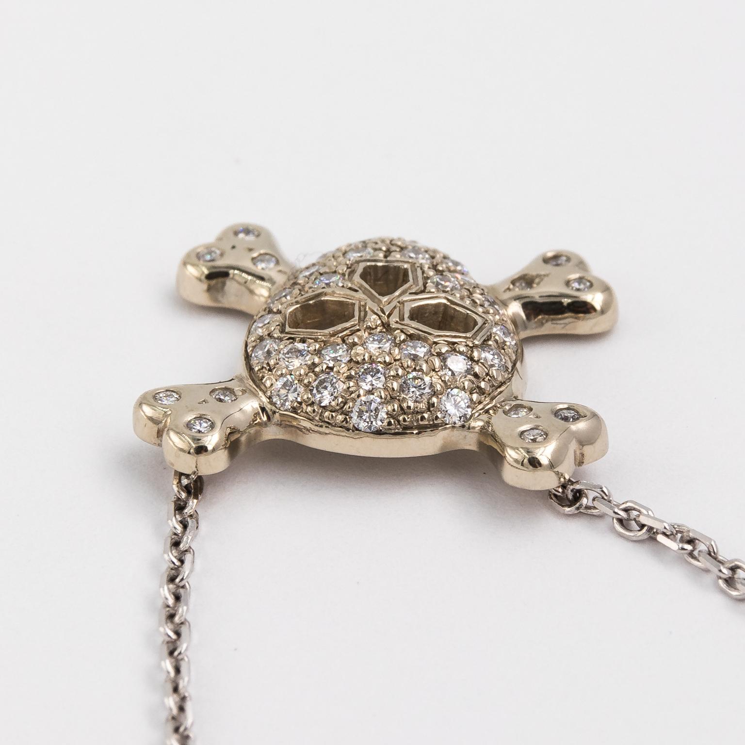 Diamond Skull Necklace, circa 1950 For Sale 4