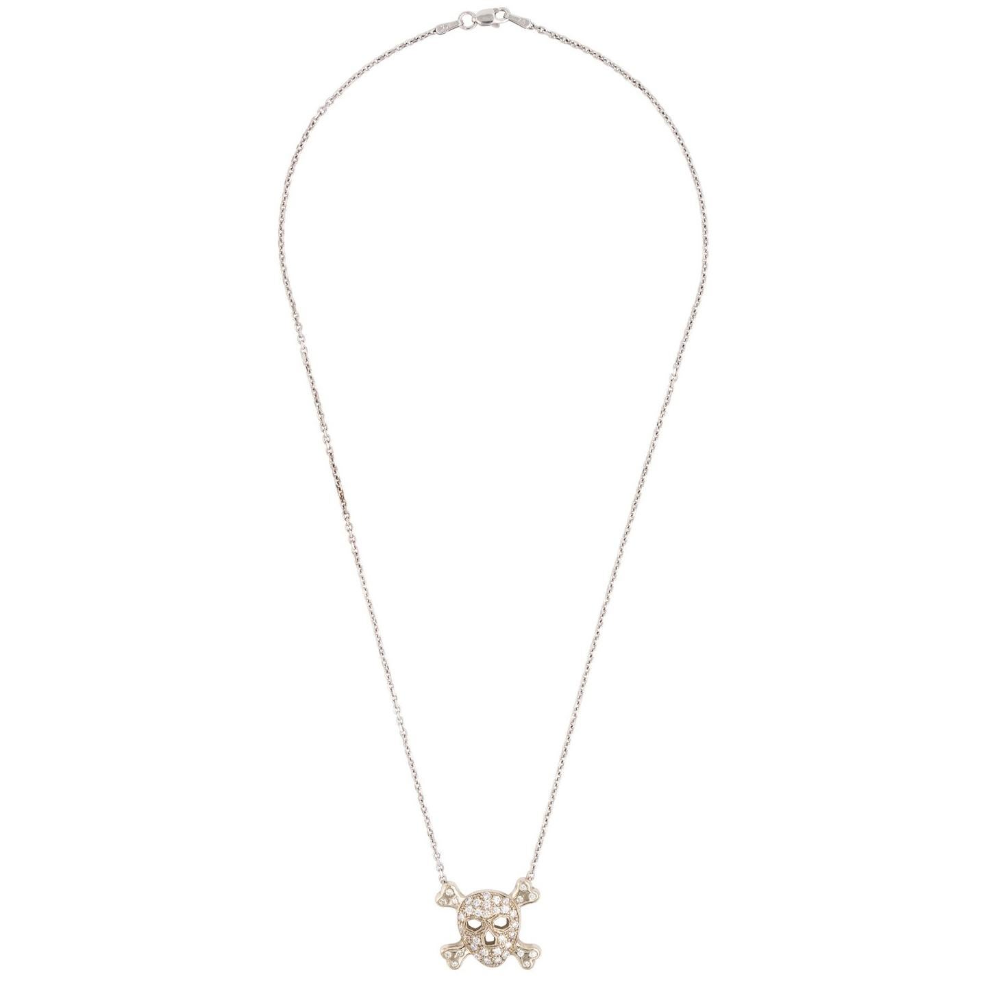 Diamond Skull Necklace, circa 1950 For Sale