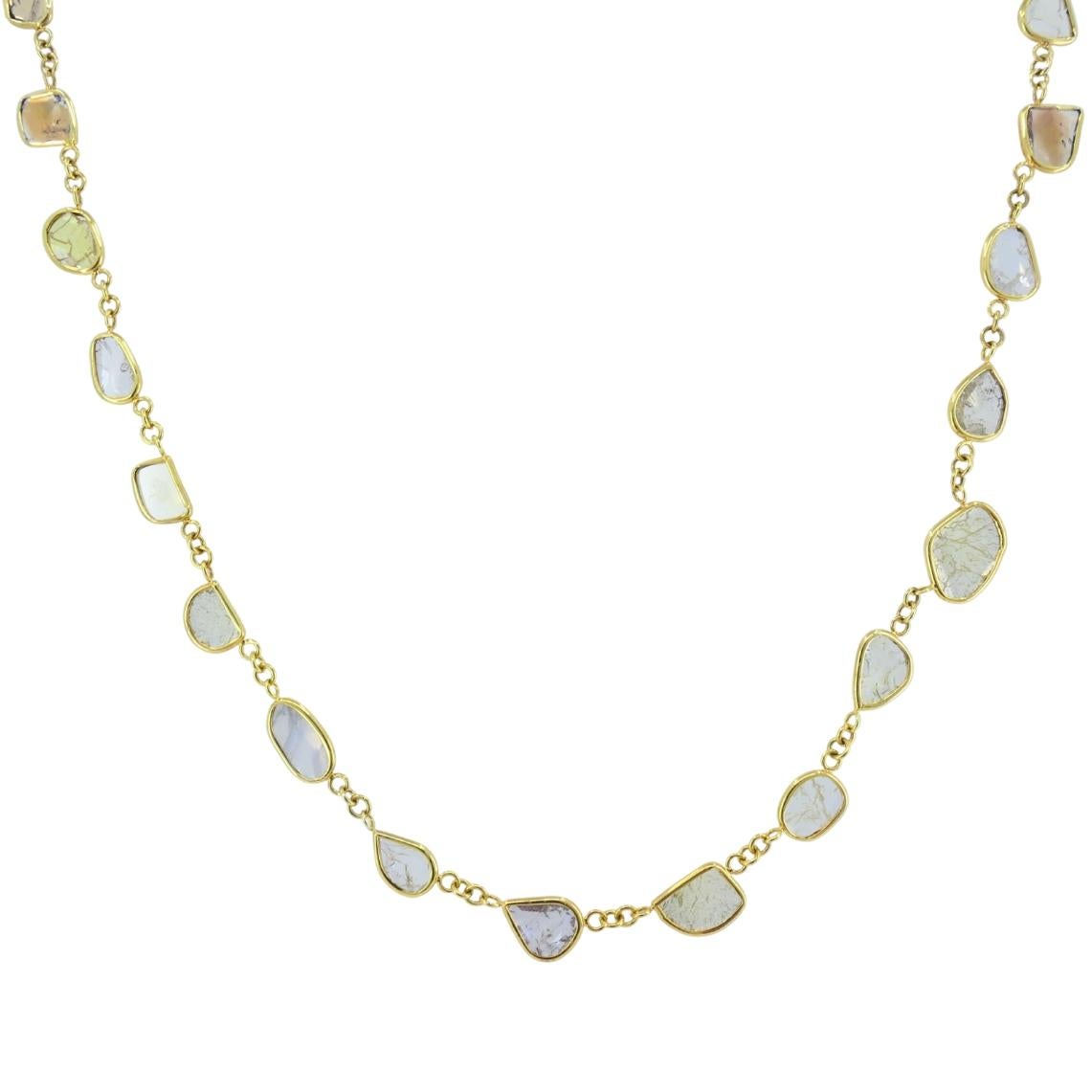 Collier à tranches de diamants en or 18k et diamant gris Excellent état - En vente à Beverly Hills, CA