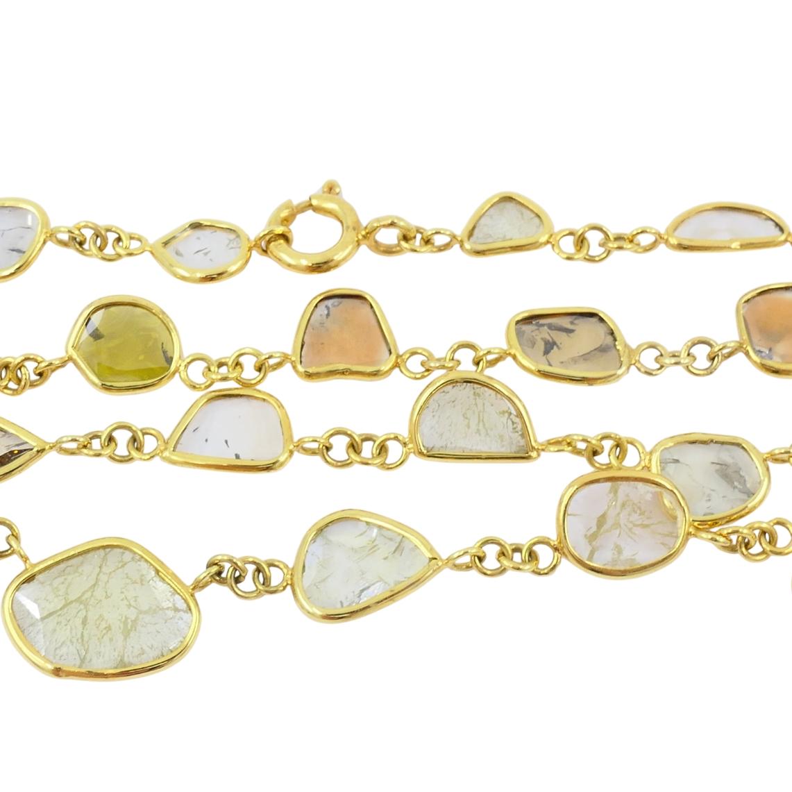 Collier à tranches de diamants en or 18k et diamant gris en vente 2