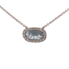 Diamond Slice Pendant Necklace 1.34 Carat in 18k Rose Gold