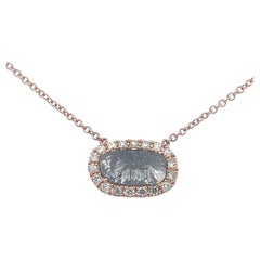 Diamond Slice Pendant Necklace 1.34 Carat in 18k Rose Gold