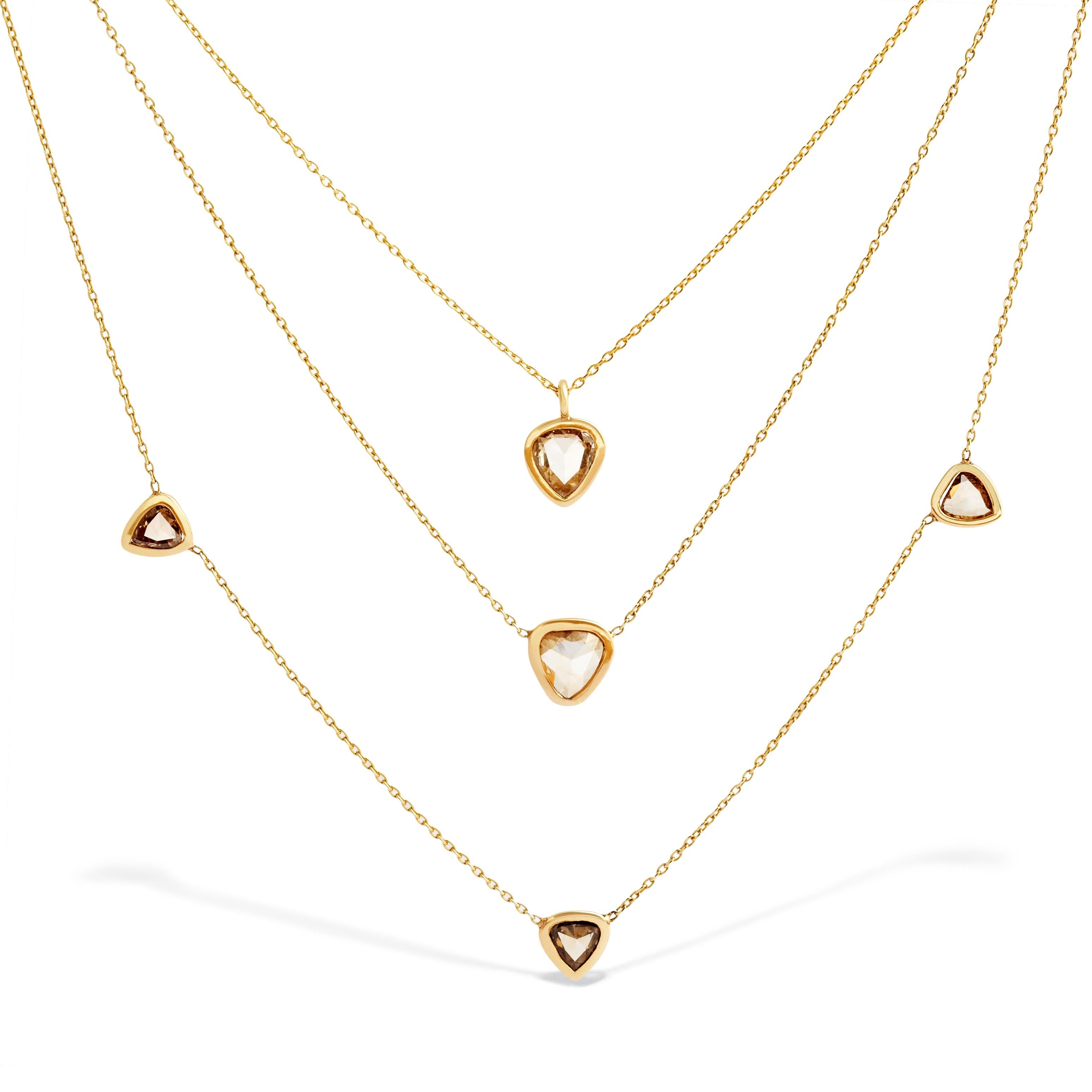 Diamant-Slice-Anhänger-Halskette aus 18 Karat Gold von Allison Bryan im Angebot 1