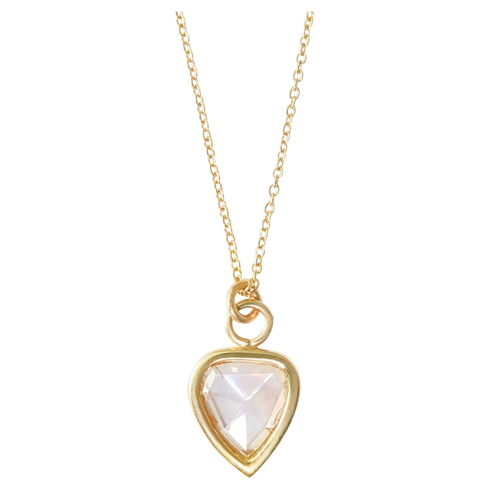 Diamond Slice Pendant Necklace in 18 Karat Gold by Allison Bryan For Sale