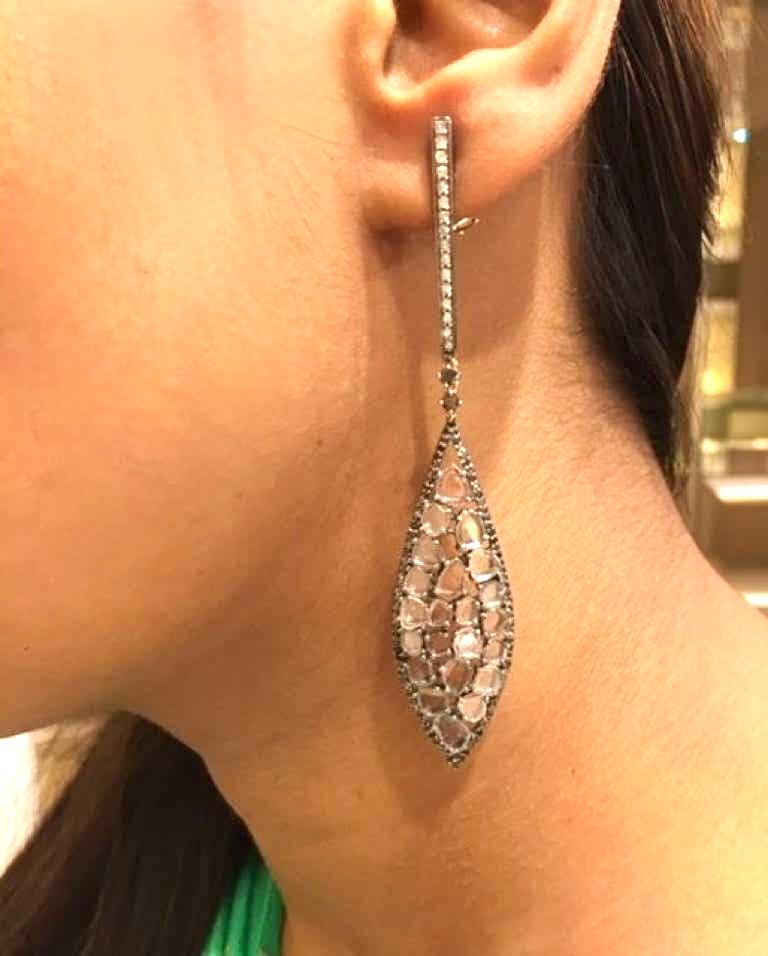 Pendientes Láminas de Diamante con Diamantes Pave en Nuevo estado para la venta en Laguna Beach, CA