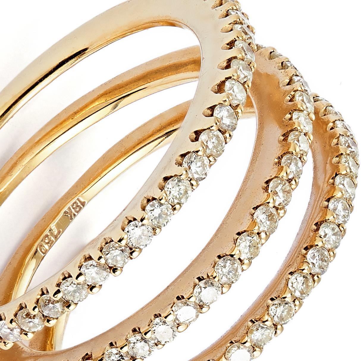 Diamant Slinky Ring 18K Gelbgold mit Slinky-Diamant (Zeitgenössisch) im Angebot