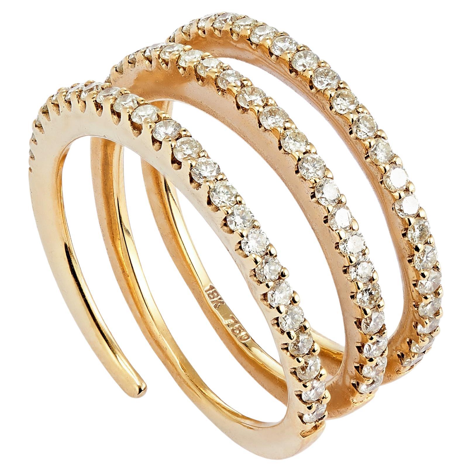 Diamond Slinky Ring 18K Yellow Gold For Sale