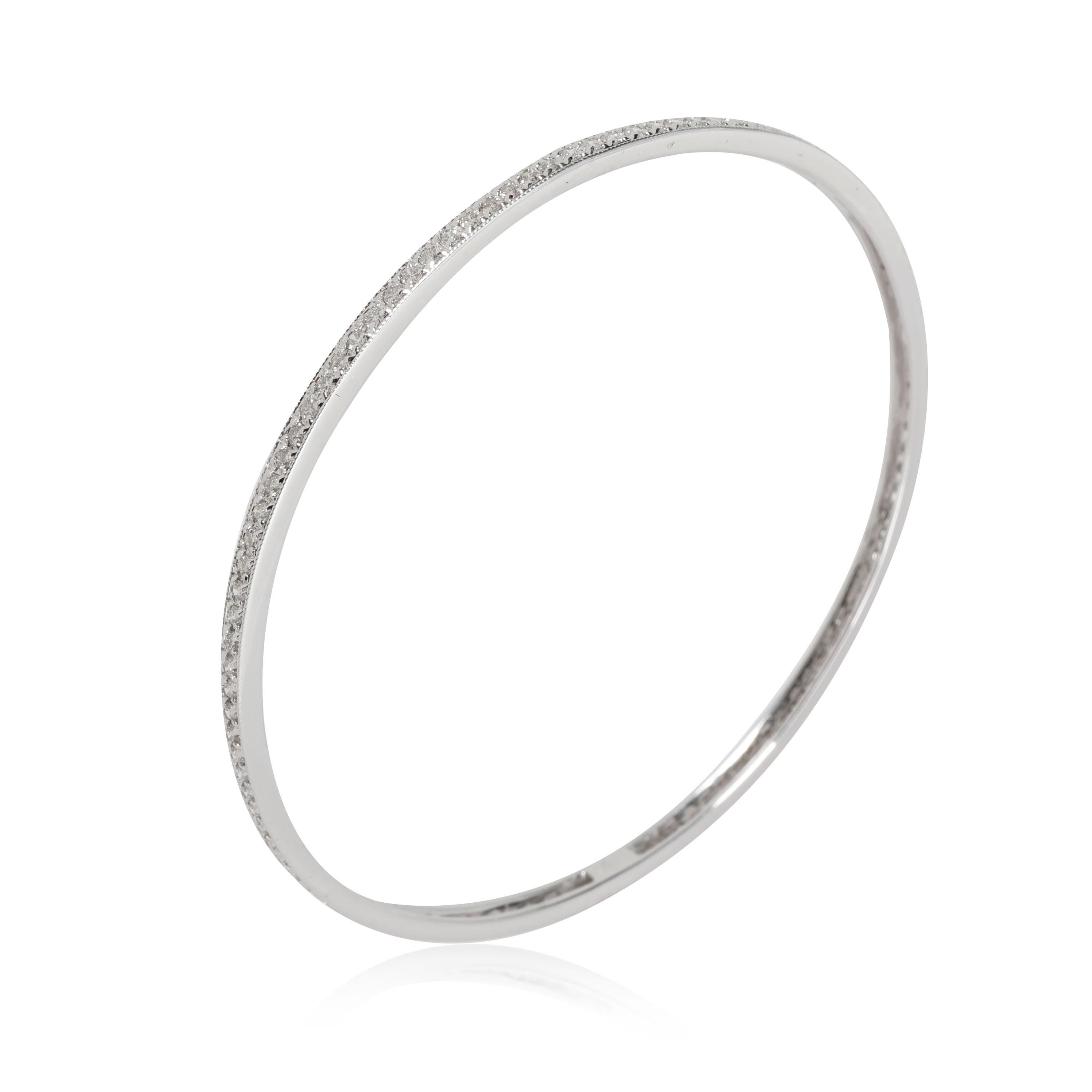 Diamond Slip On Bangle in 18k White Gold 1.75 CTW In Excellent Condition In New York, NY