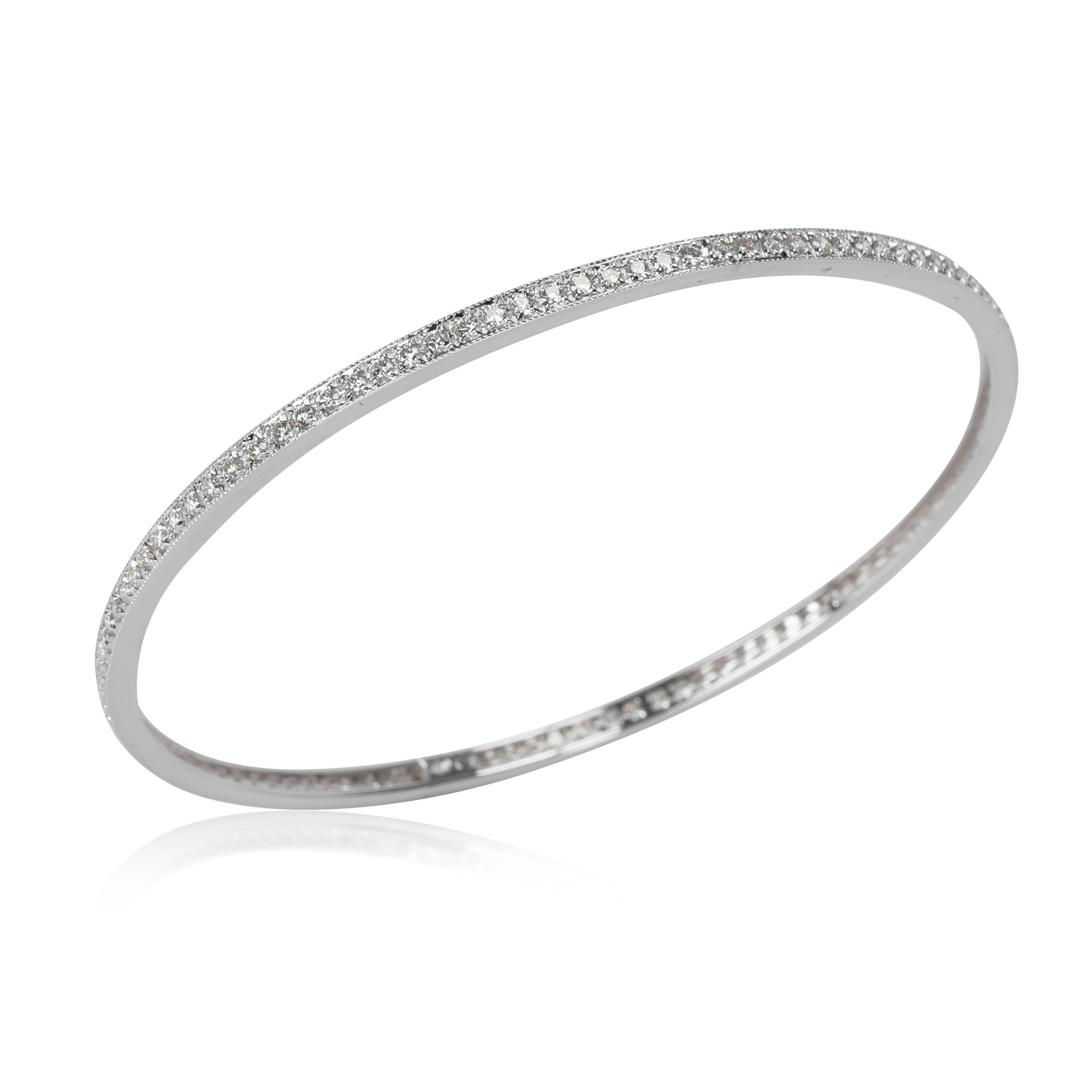 Diamond Slip On Bangle in 18k White Gold 1.75 CTW In Excellent Condition In New York, NY