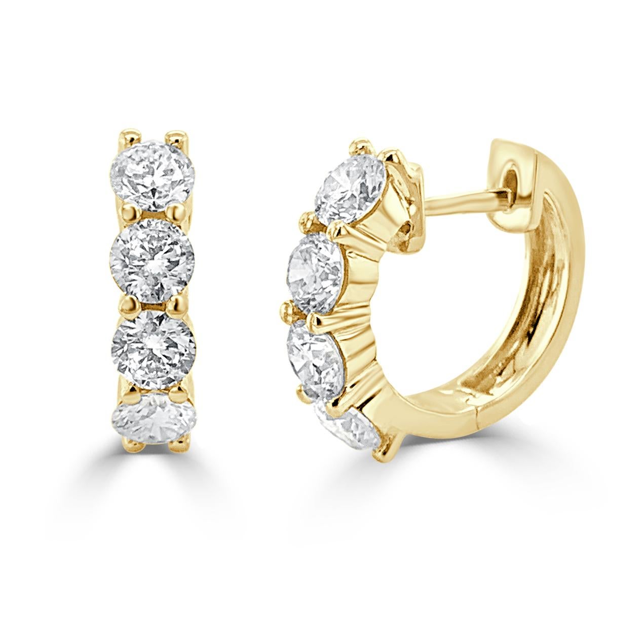 Quality Earrings Set: Made from real 14k gold and glittering natural white approximately 1.4 ct. diamonds, featuring a single line of prong set white diamonds with a color and clarity of GH-SI 

Surprise Your Loved Ones with Our Diamond Earrings For