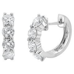 Diamond Small Hoop Earrings for Her 14k Gold 1.4CT. TDW Women's Diamond Earrings