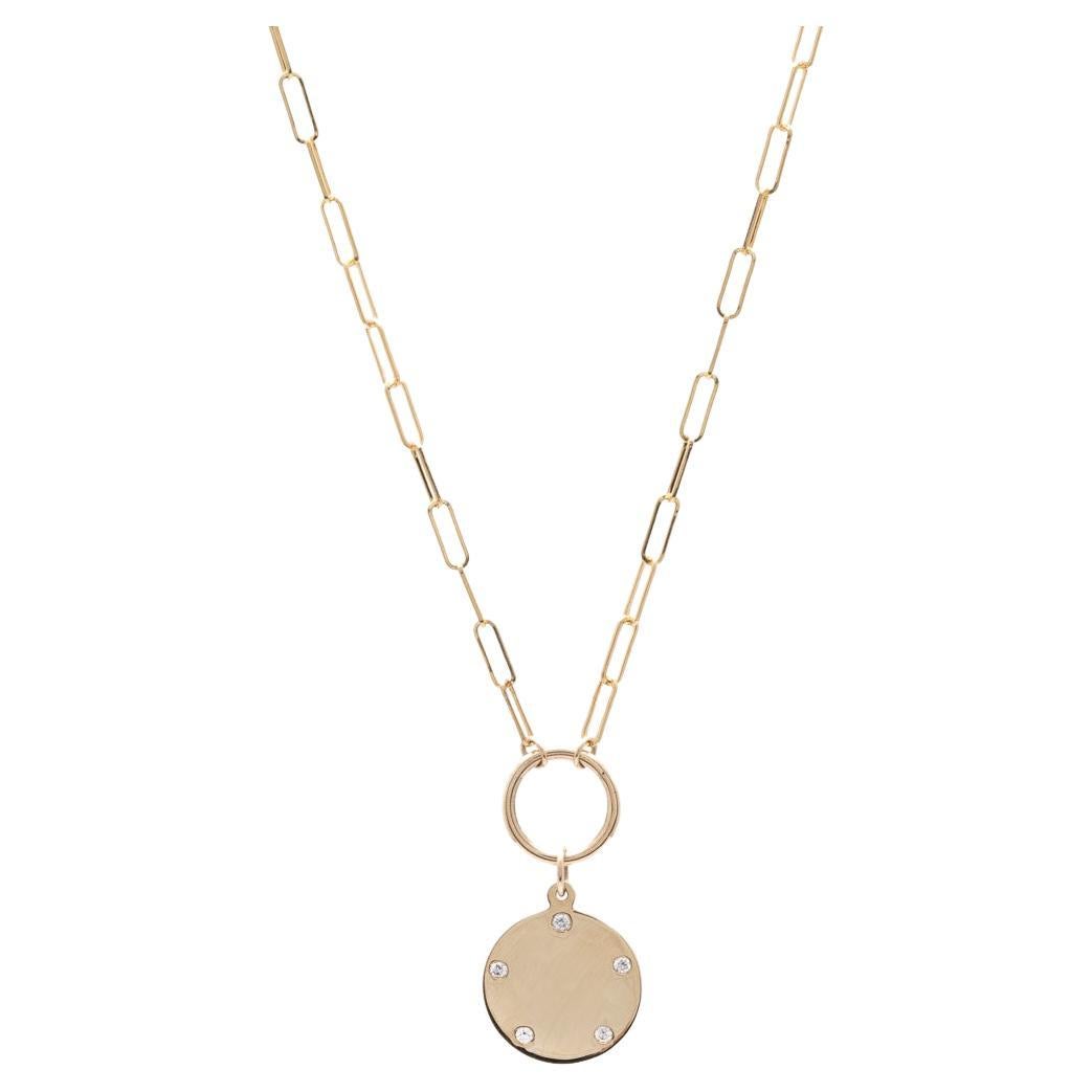 Diamond Token Necklace 14K Yellow Gold For Sale at 1stDibs