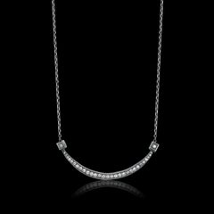 Silver Diamond Smile Bar Necklace