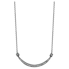 Silver Diamond Smile Bar Necklace