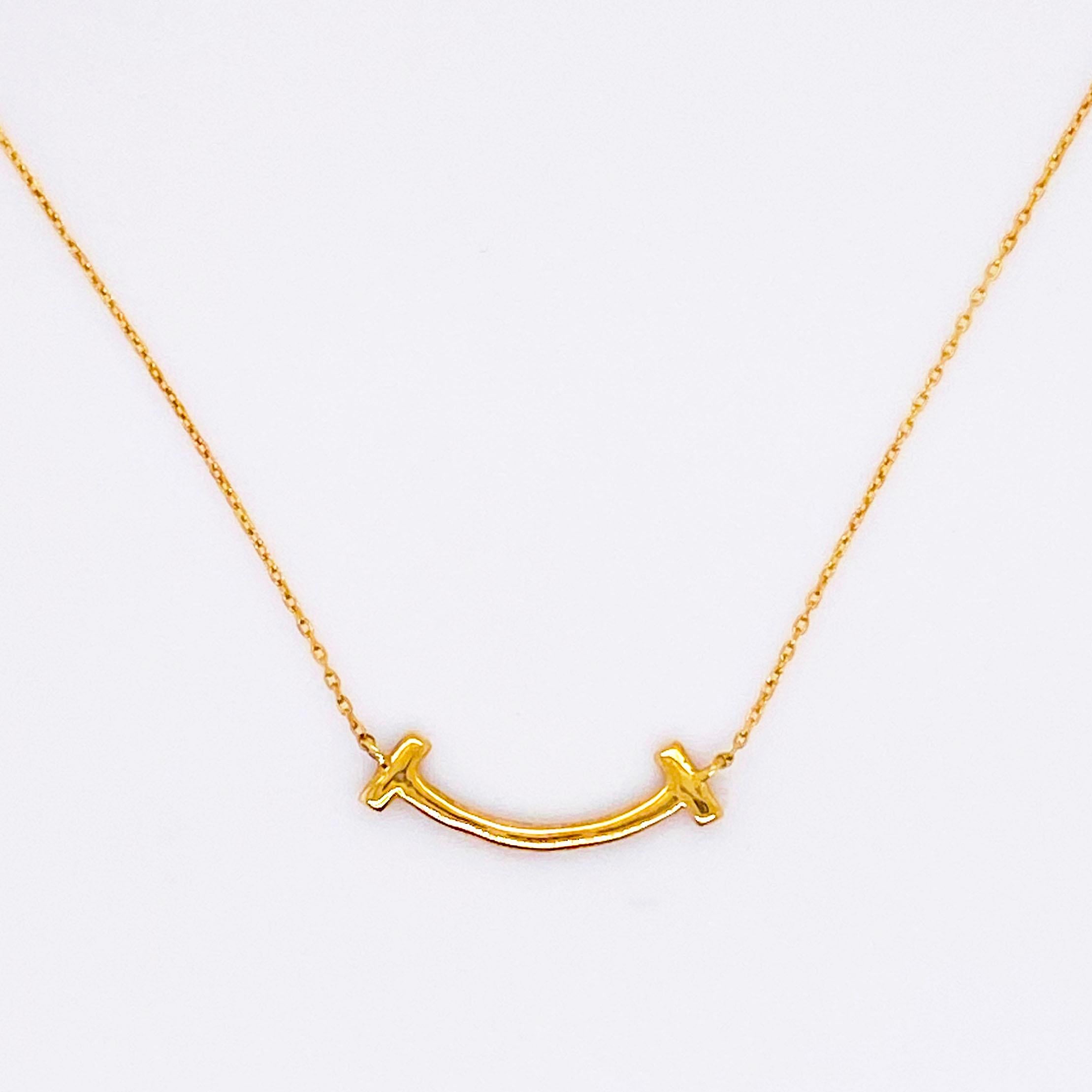 Artisan Diamond Smile Necklace, 18 Karat Yellow Gold Pave Diamond Smile Pendant