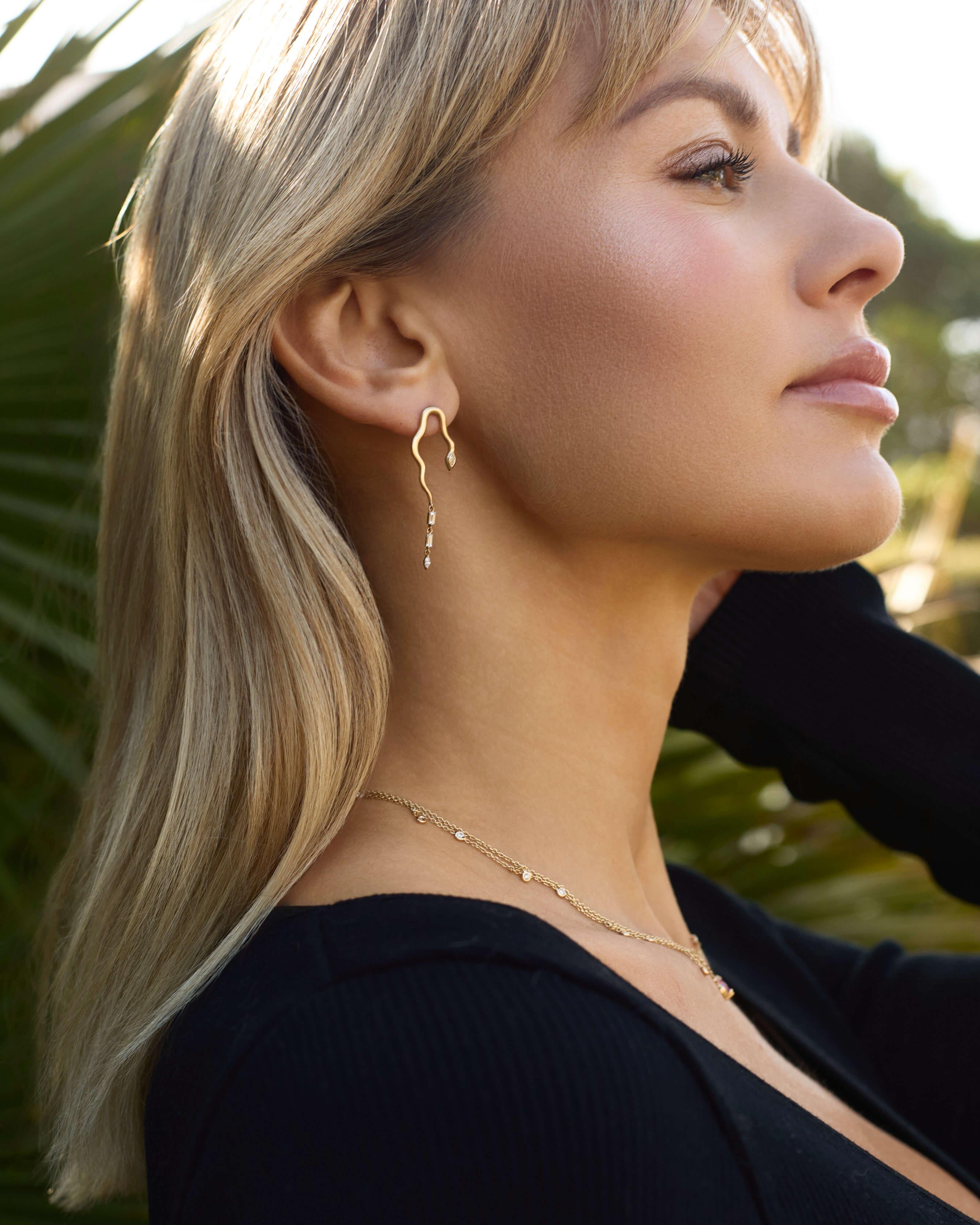 Artisan Diamond Snake Earrings For Sale