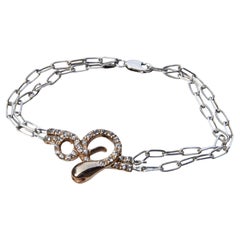 Diamond Snake link Bracelet Serpent Ruby Eyes Gold Plated Silver J Dauphin