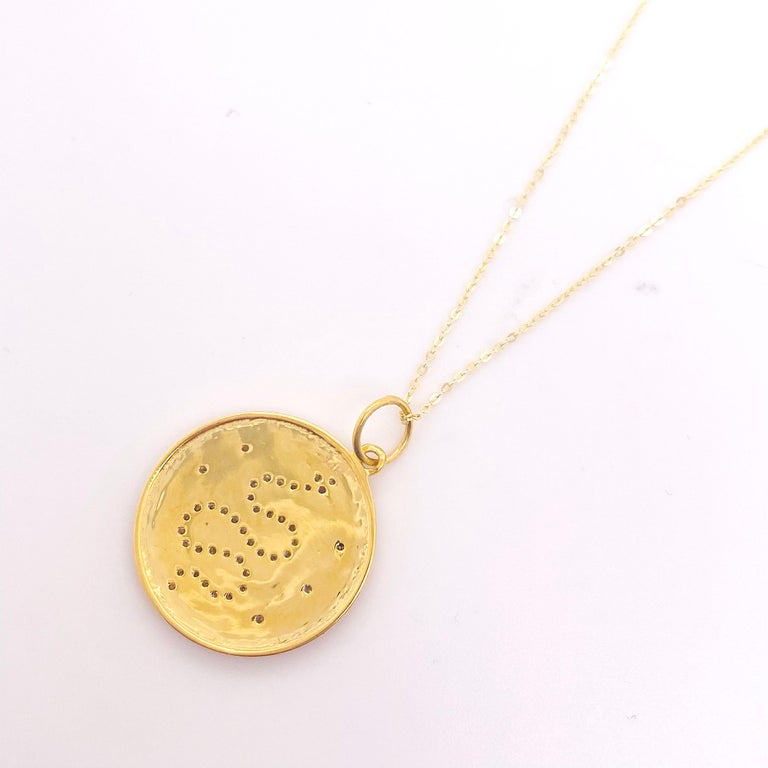 Serpent Snake Necklace, Diamonds in Yellow Gold, Snake Disk Pendant ...