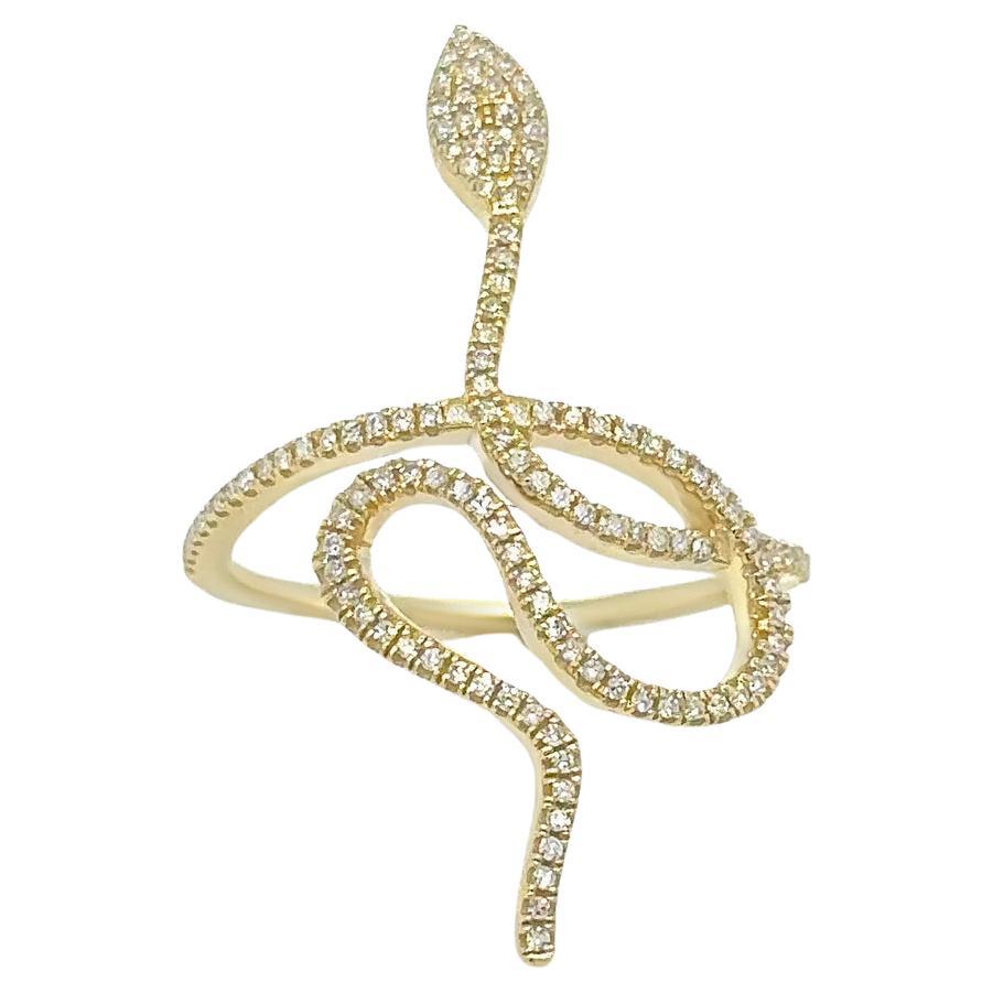 Diamond Snake Ring 122 Diamonds 14K Yellow Gold For Sale