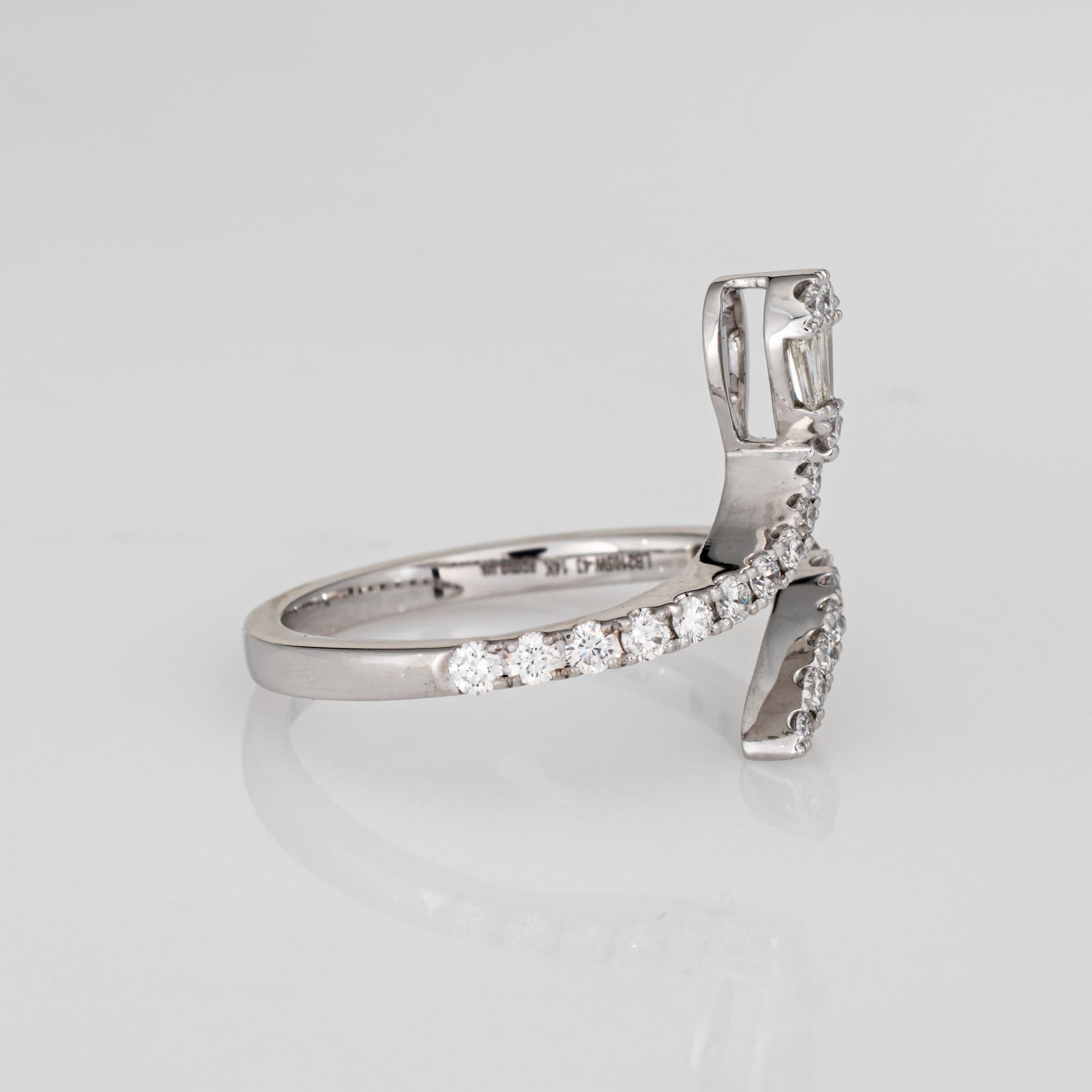 Modern Diamond Snake Ring 14k White Gold Sz 6 Estate Fine Serpent Jewelry Mixed Cuts
