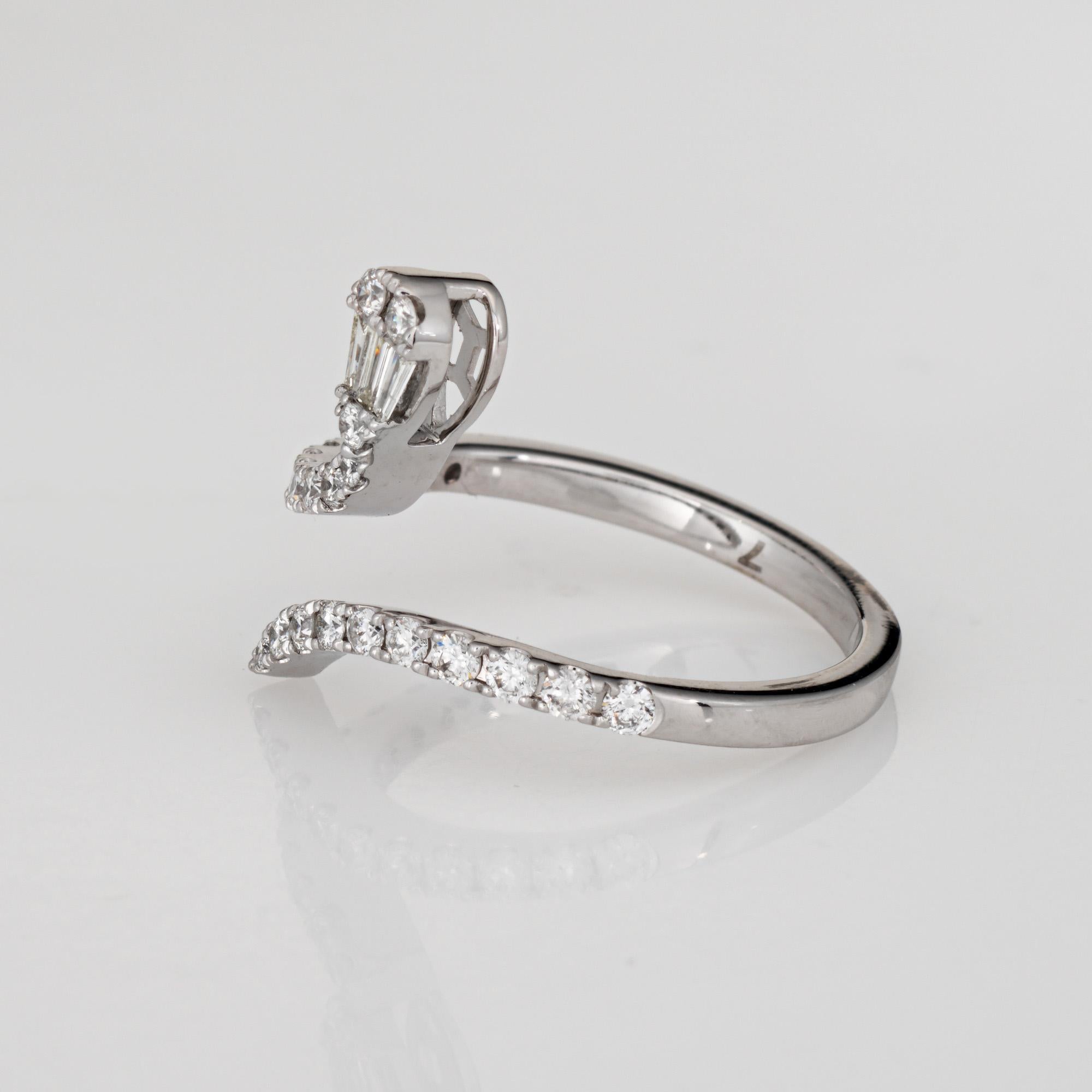 Baguette Cut Diamond Snake Ring 14k White Gold Sz 6 Estate Fine Serpent Jewelry Mixed Cuts