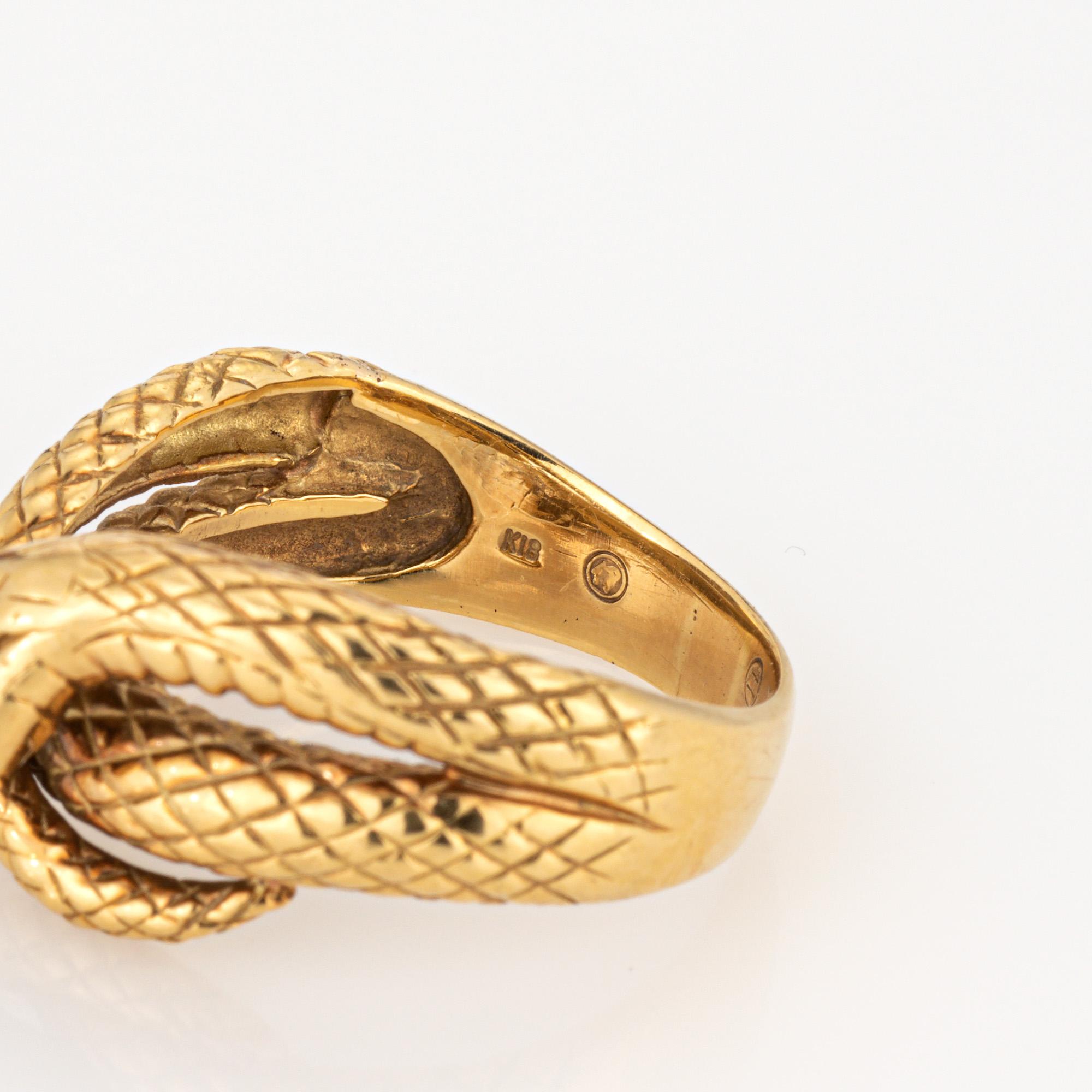 Diamond Snake Ring 18k Yellow Gold Coiled Serpent Sz 7 Band Cocktail Jewelry 1