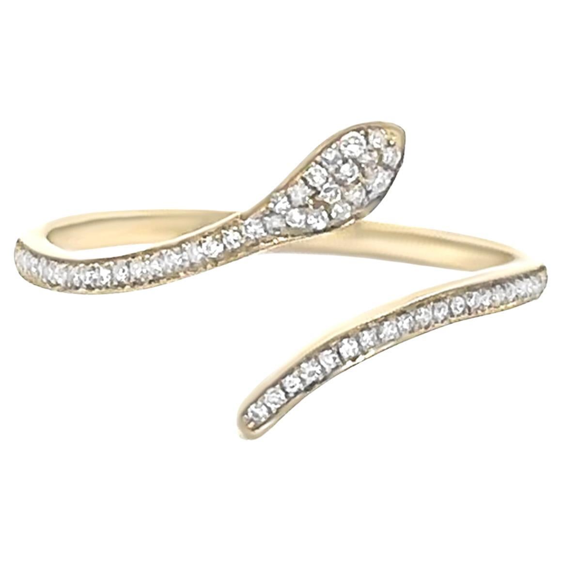 Diamond Snake Ring 62 Diamonds 14K Yellow Gold For Sale