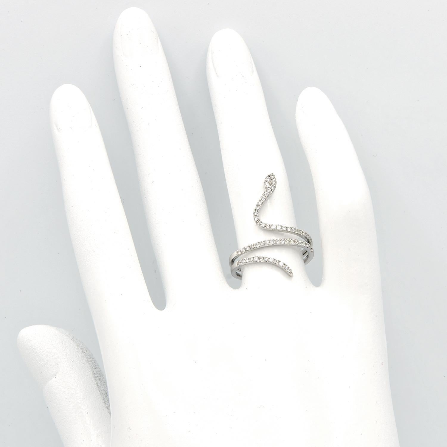 Round Cut Diamond Snake Ring For Sale