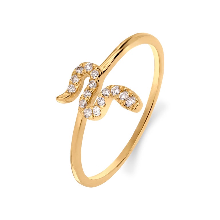 Luxle Diamond Snake Ring in 18K Yellow Gold For Sale at 1stDibs