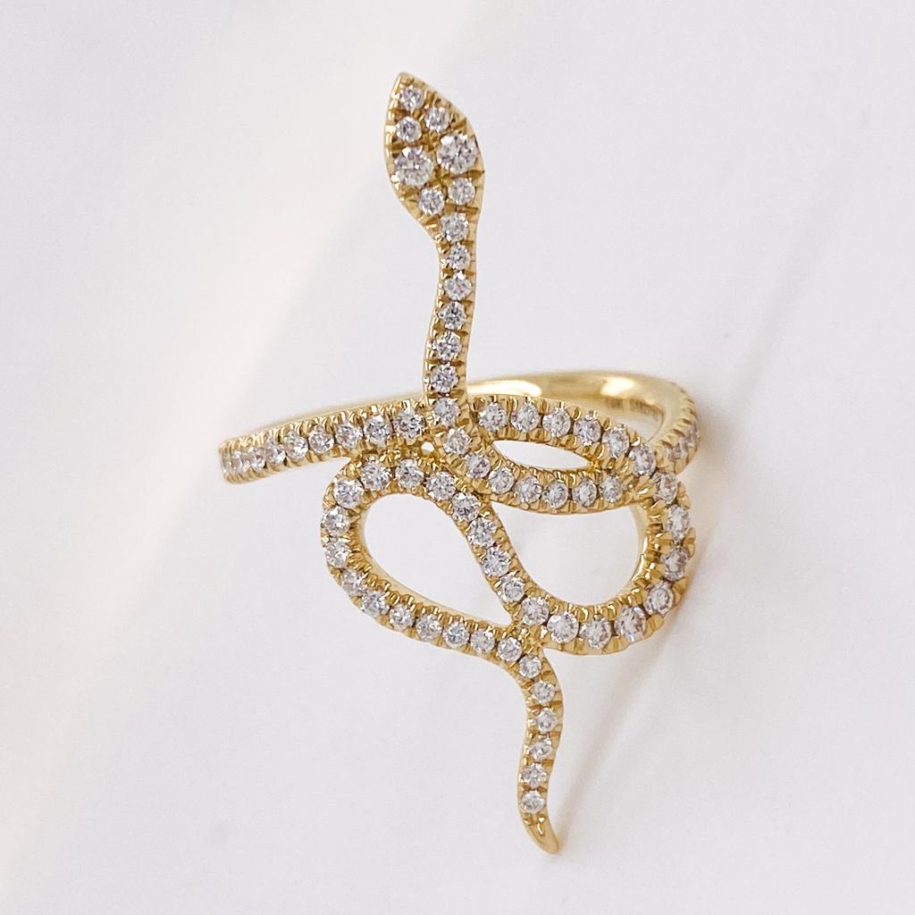 For Sale:  Diamond Snake Wrap Ring 1/2 Carat in 14K Gold LR52621 4