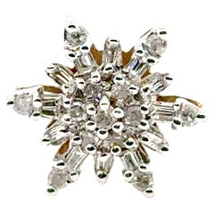 Diamond Snowflake Cluster Slide Pendant Necklace Mined .25ct Yellow Gold