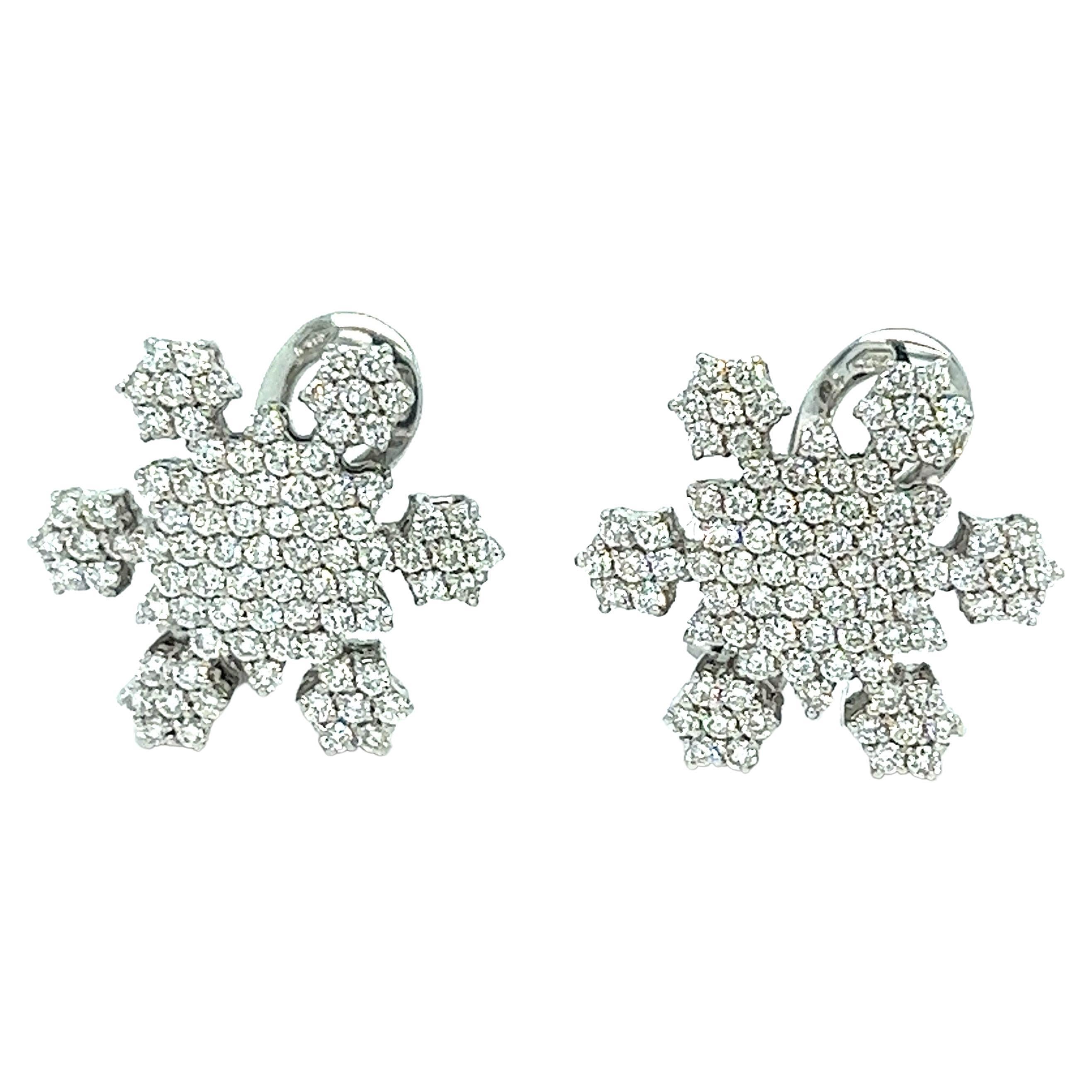 Diamond Snowflake Earrings For Sale