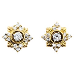 Diamond Snowflake Earrings in 18k Yellow Gold