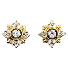 Diamond Snowflake Earrings in 18k Yellow Gold