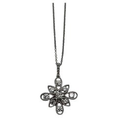 Diamant Schneeflocke Blume Symbol Motiv Weißgold Anhänger Kette Halskette