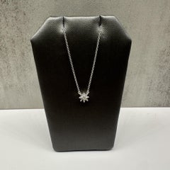 Diamond Snowflake Necklace 10K White Gold 0.10ctw 16.25in New