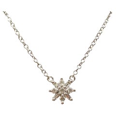 Diamond Snowflake Necklace 10K White Gold 0.10ctw 16.25in New