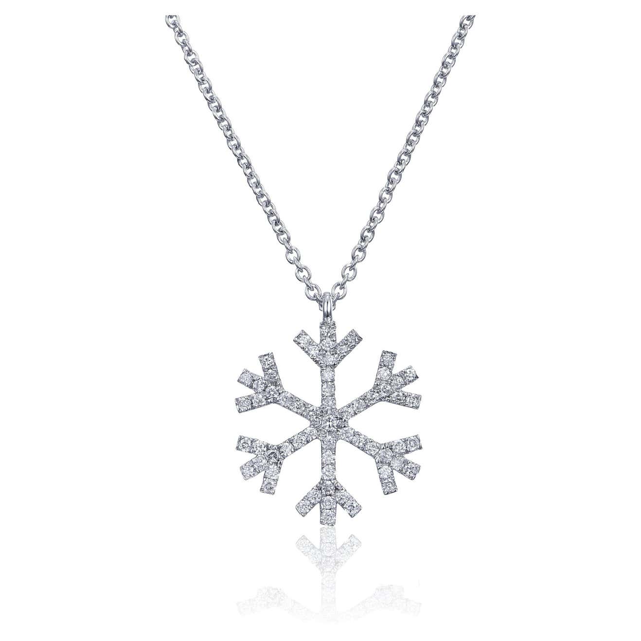 Dimond Snowflake Diamond Snowflake Necklace For Sale at 1stDibs