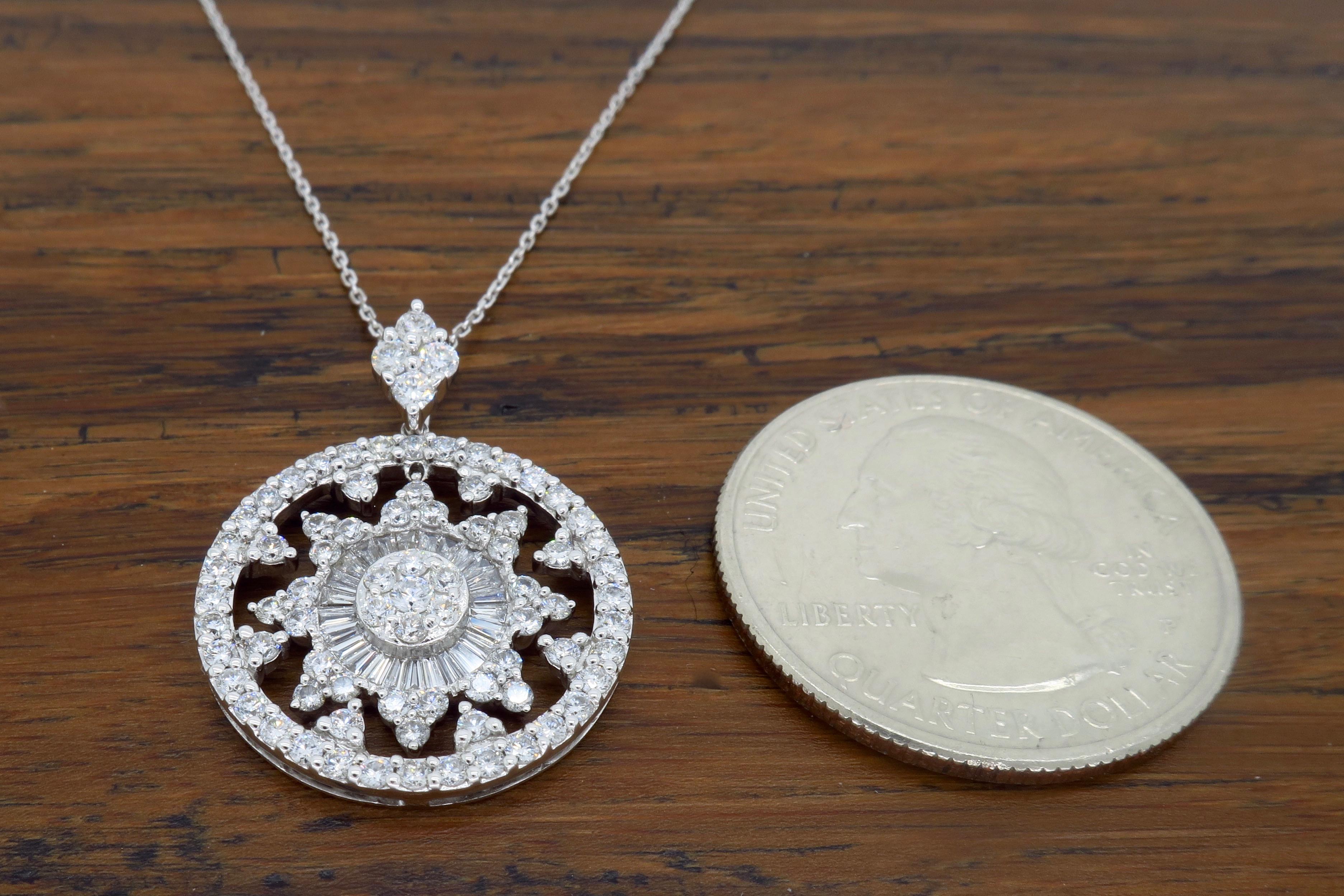 Women's or Men's Diamond Snowflake Pendant Necklace