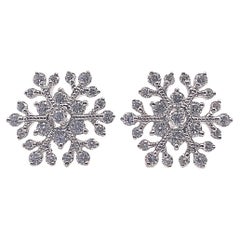 Diamond Snowflake Stud Earrings 18 Karat White Gold