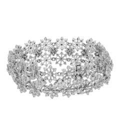 Diamond Snowflake Tennis Link Bracelet in White Gold 4.60 Carat