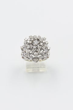 Diamond Snowflake White Gold Cluster Dome Cocktail Ring