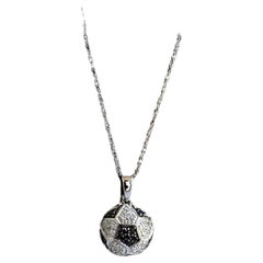 Diamond Soccer Ball Necklace in 14kt White Gold - 0.29ctw, New