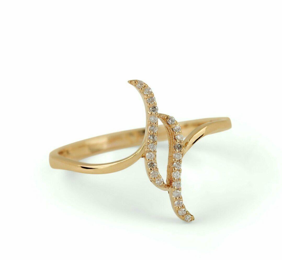 Diamant-Verlobungsring aus massivem 14k Gold mit Diamant-Diamant-Schmuck, Dainty-Diamant-Schmuck. (Art déco) im Angebot