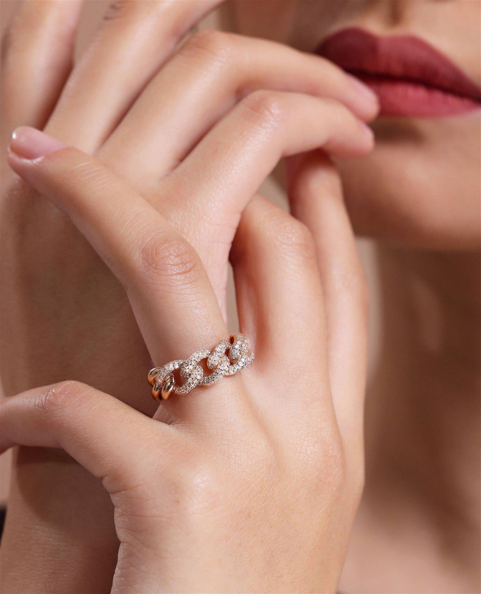 Diamant Massivkette 0,83ct Ring Damen im Angebot