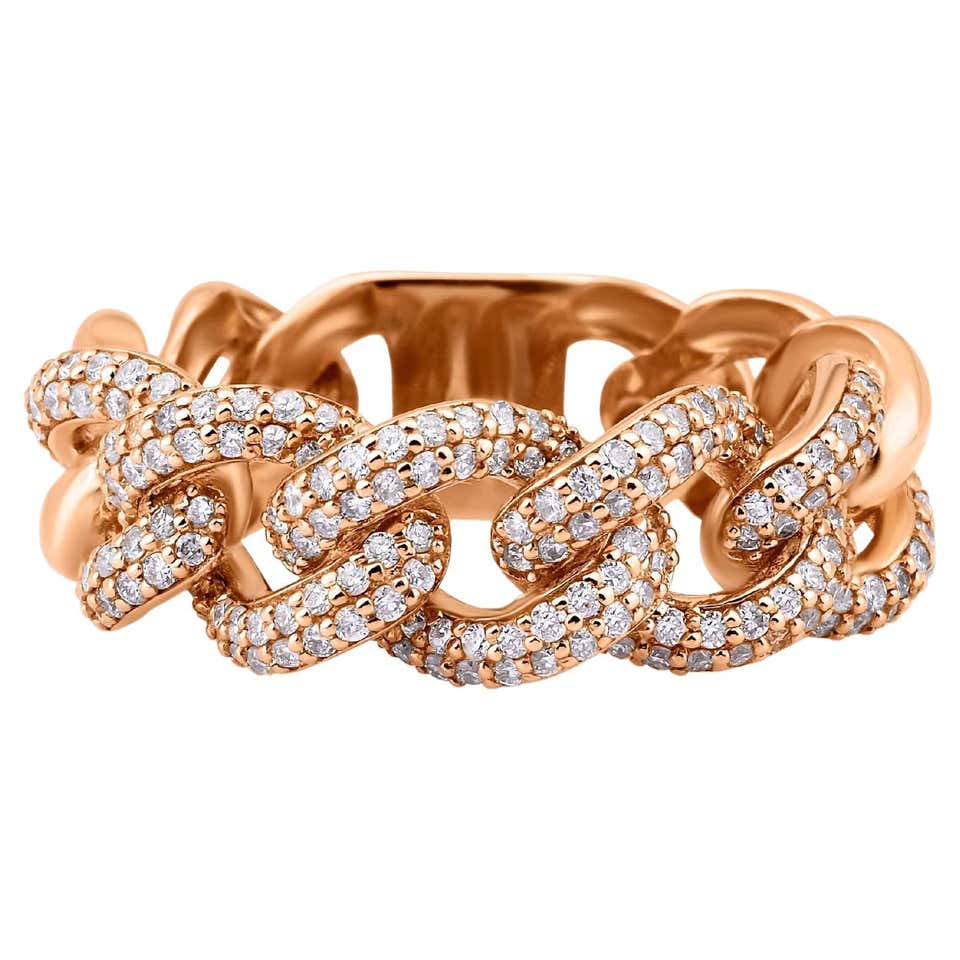 Chain Ring Set Channel Set Chain Link Diamond Ring For Sale at 1stDibs