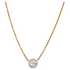 Collana con solitario di diamanti da 1/2 carati e 50 carati in oro giallo 14K impilabile  LV