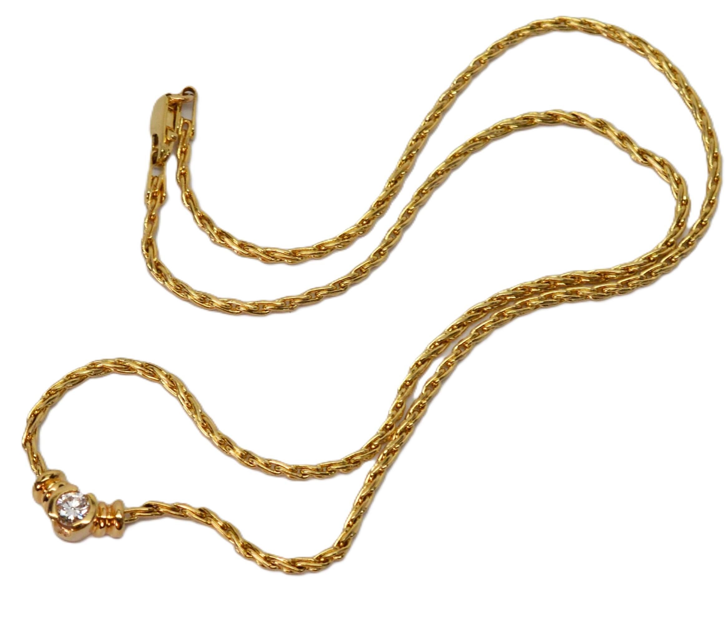 Collier ras du cou solitaire en or jaune 14 carats avec diamants en vente 2